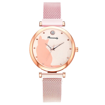 Montre en textile d'alliage de loisirs de mode pour femmes à quartz