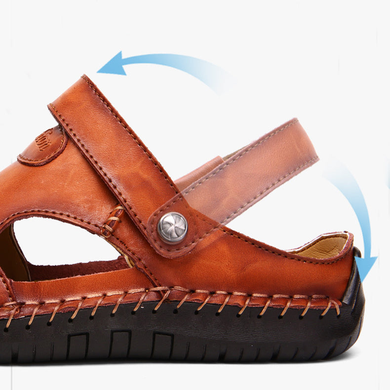 Sandales fermées pour hommes - Chaussons d'été ajustables - Tongs de plage à la mode