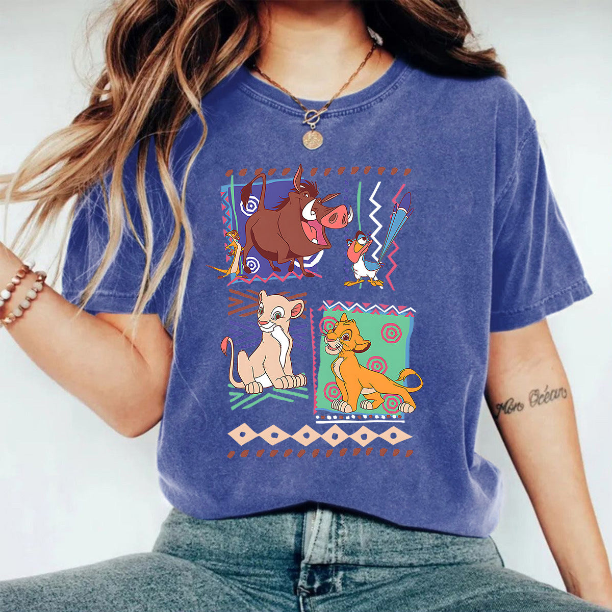 Washed and used T-shirt cartoon T-shirt top