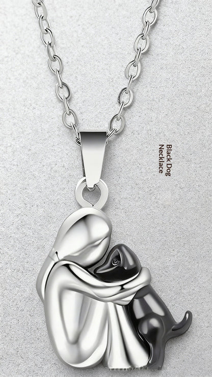 Ensemble de boucles d'oreilles Fillette et Chien s'enlaçant