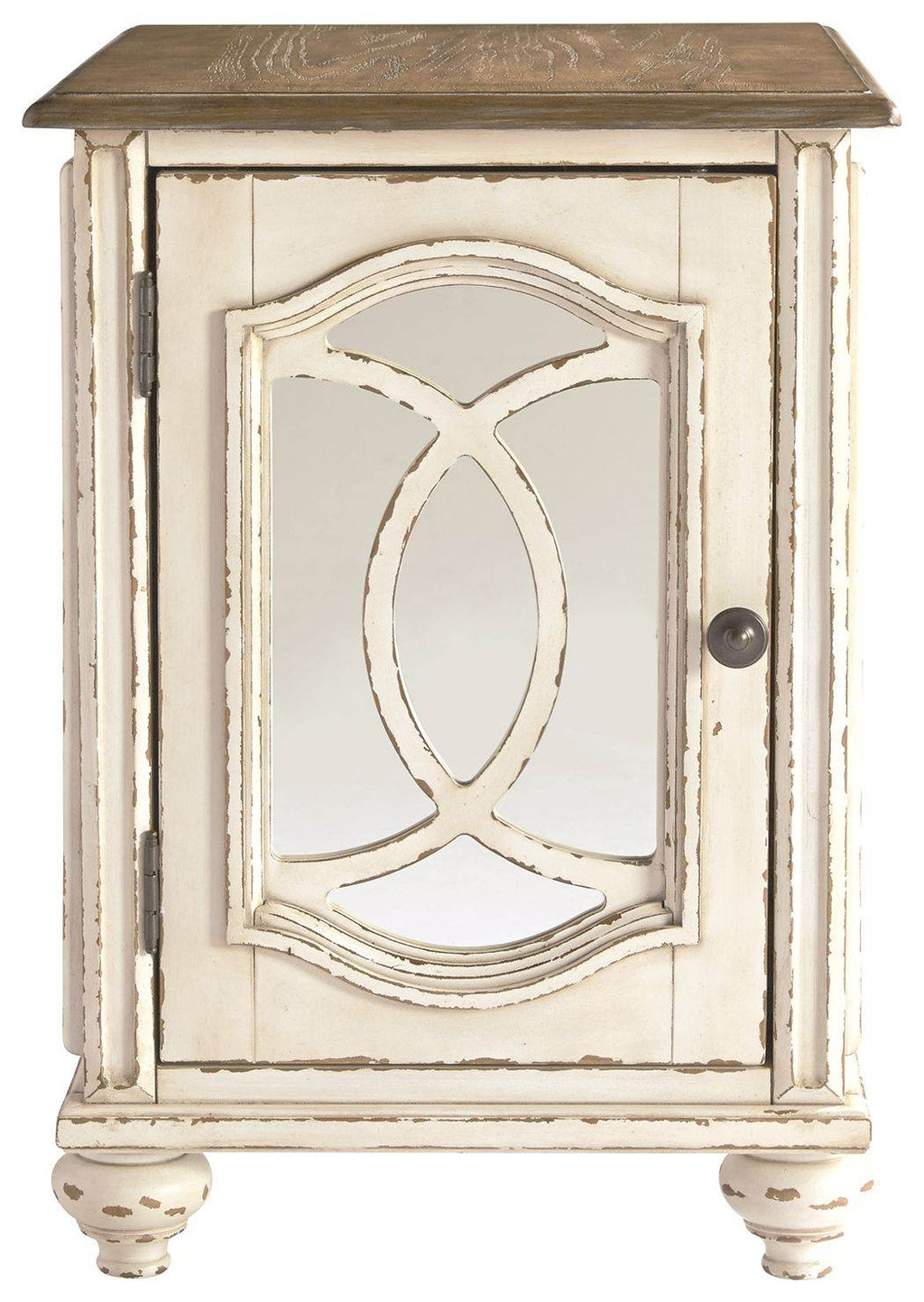Signature Design by Ashley Realyn Chair Side End Table with Mirror White Brown-1