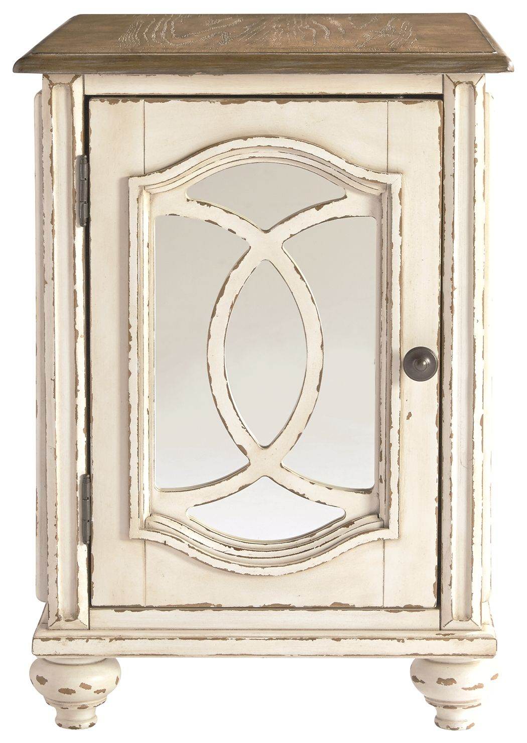 Signature Design by Ashley Realyn Chair Side End Table with Mirror White Brown-1