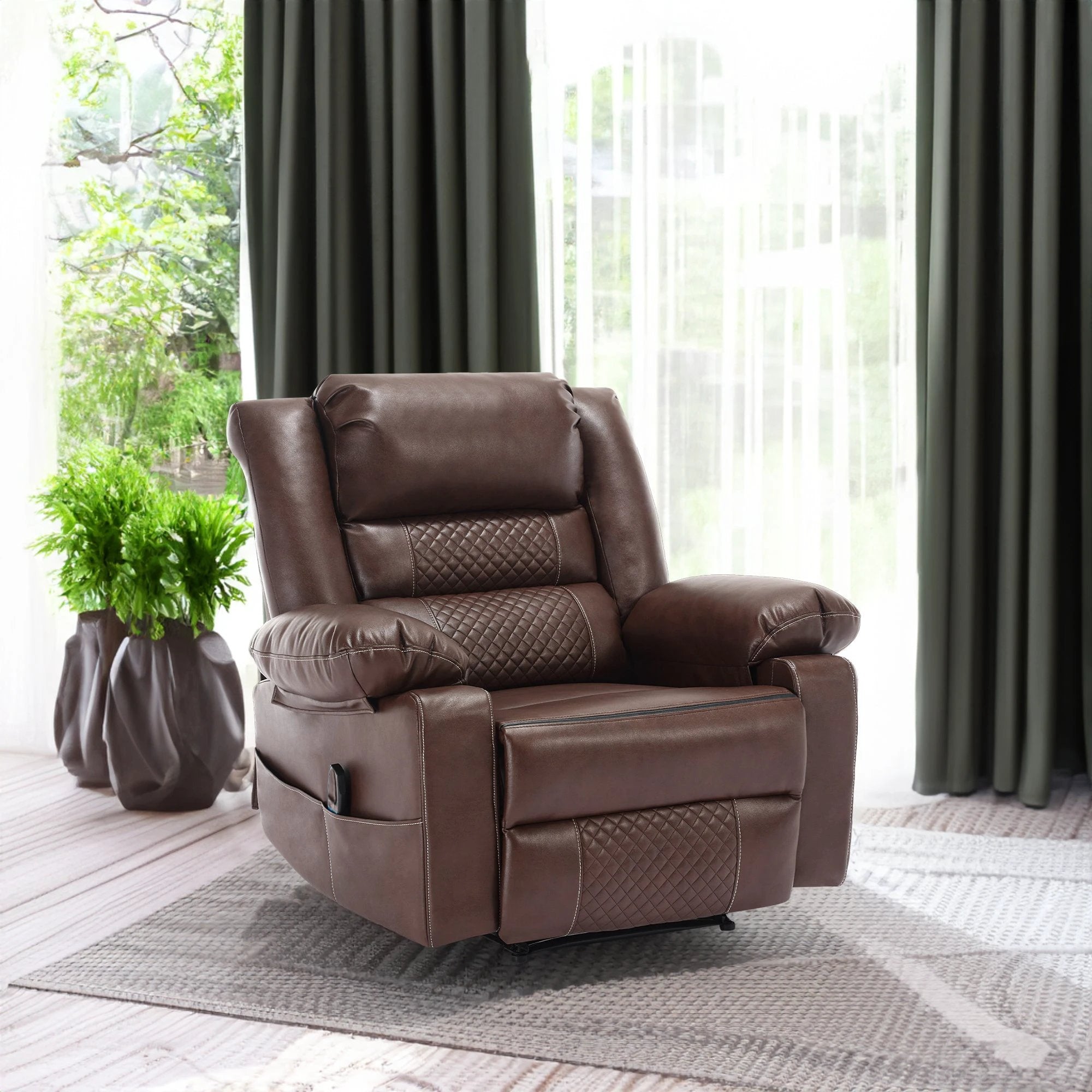 Breathable Leather Massage Recliner Chair Manual Living Room Reclining Sofa by eprolo