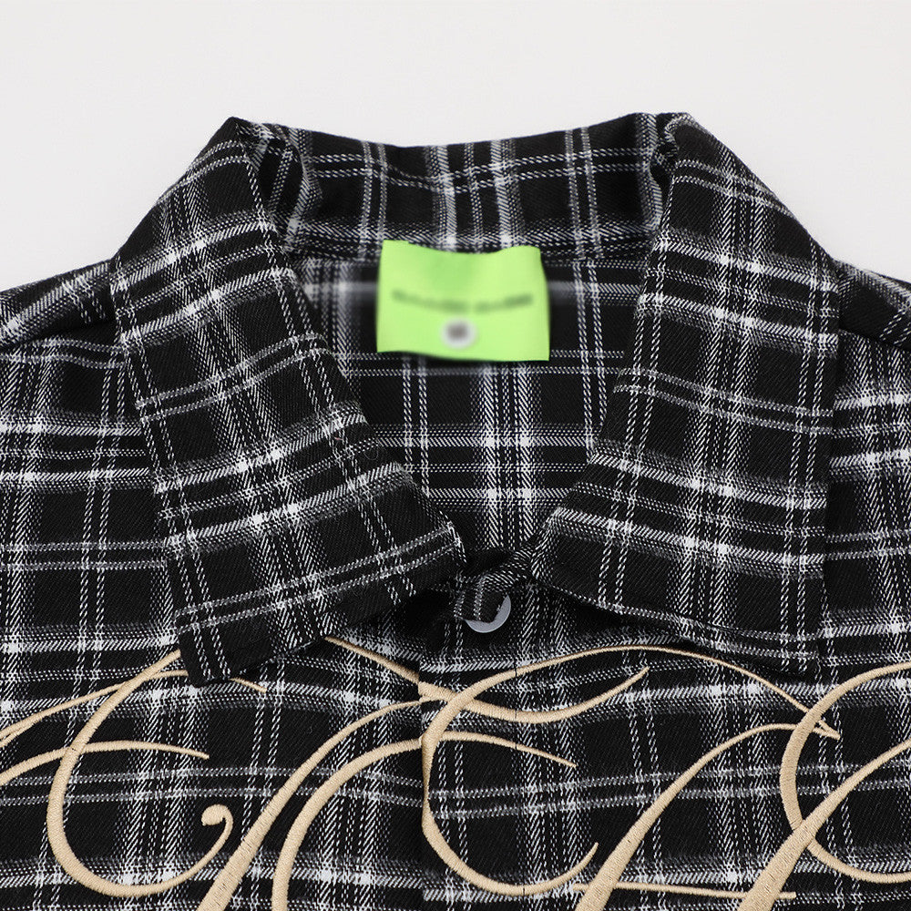 Loose short sleeved checkered shirt