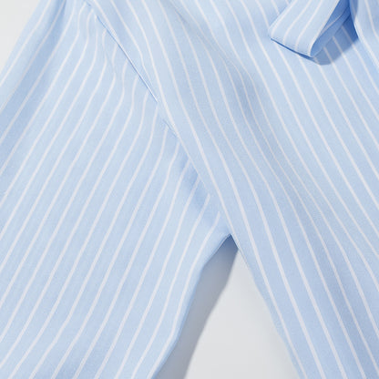 Camisa de manga larga a rayas con corbatín