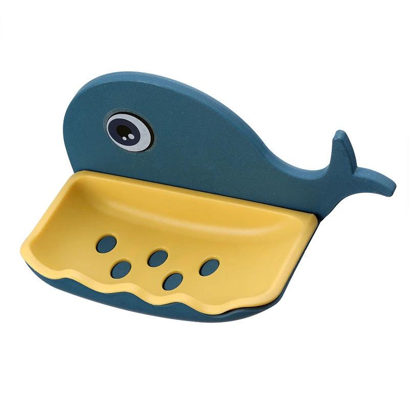 Whale Shape Free Punch Soap Rack Bathroom Drain Soap Box Toilet Soap Rack Wall-Mounted Rack by eprolo
