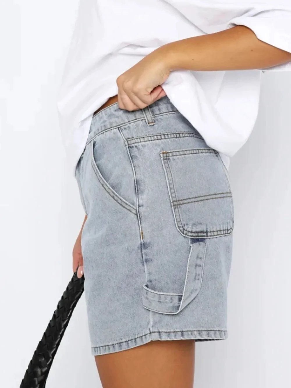 Washed High Rise Denim Shorts by eprolo