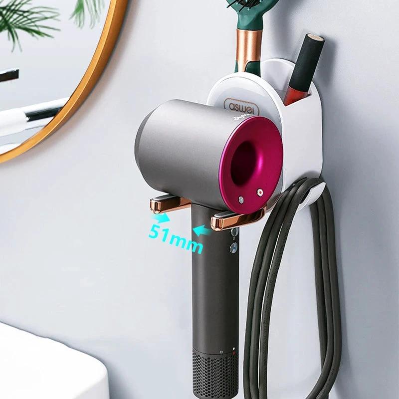Wall Mounted Hair Dryer Holder Foldable Bathroom Wall Organizer Storage Holder Home Hair Brush Storage Bracket Hair Dryer Rack by eprolo