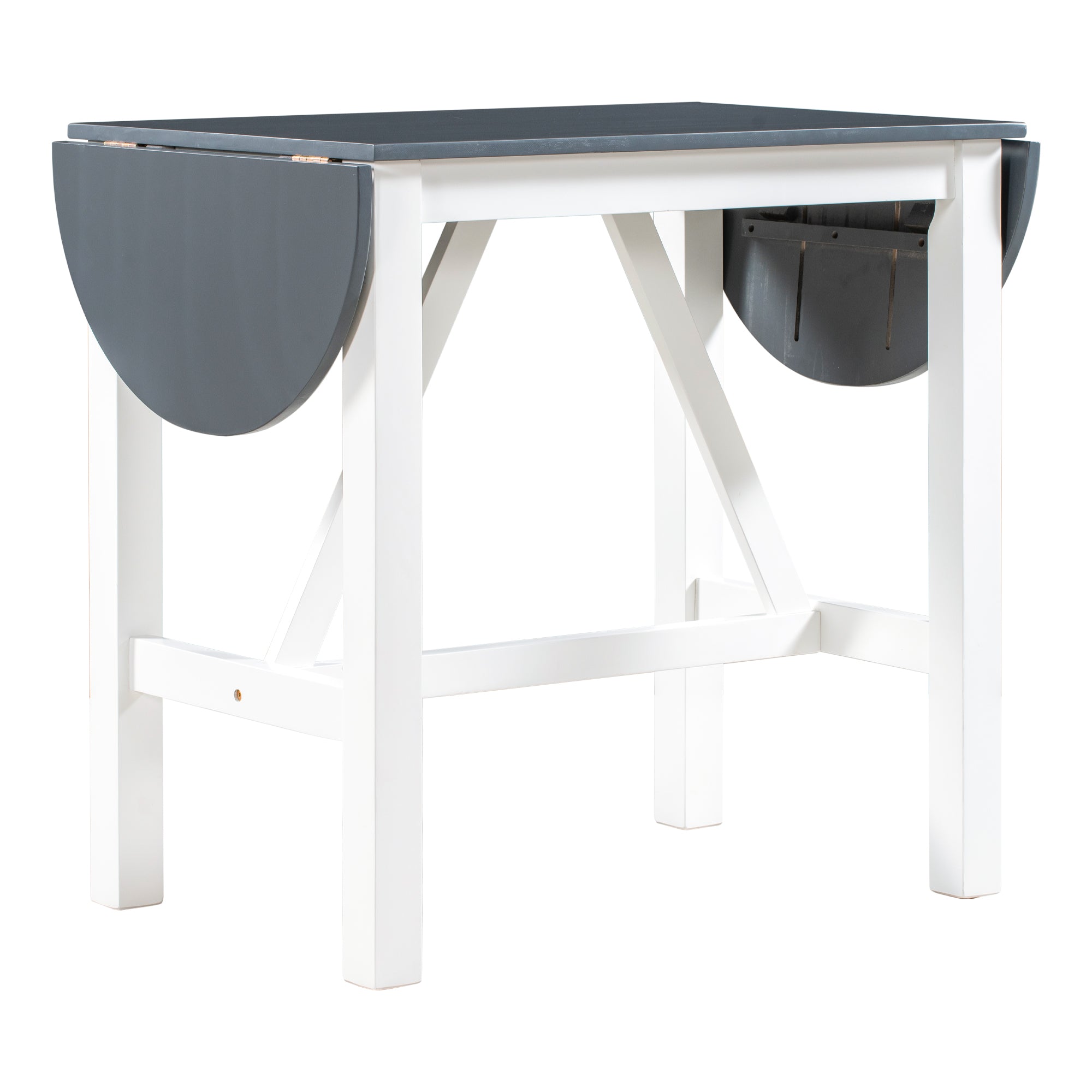 Juego de mesa de comedor de altura de mostrador de madera de 3 piezas con hojas abatibles