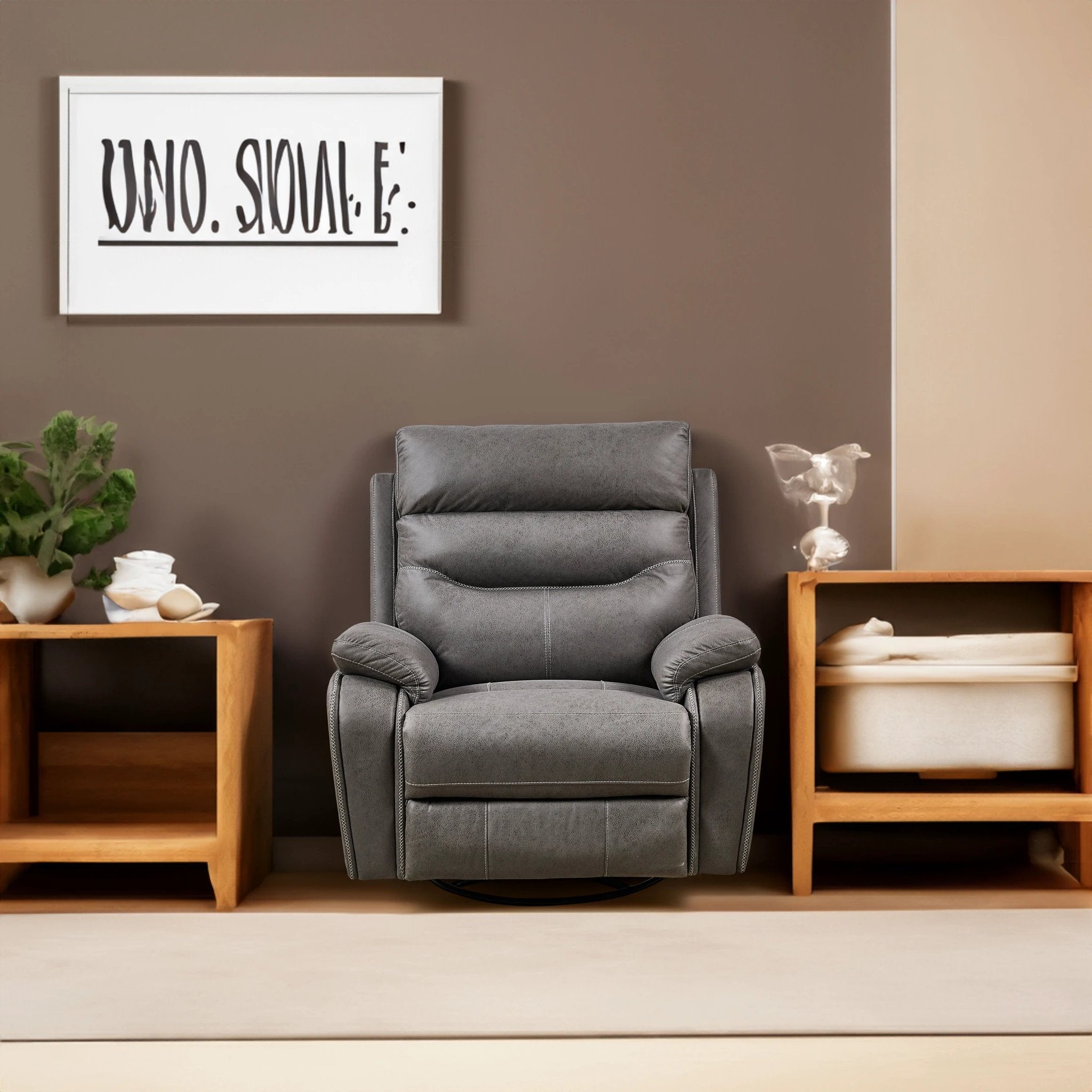 Liyasi Dual OKIN Motor Rocking and 240 Degree Swivel Single Sofa Seat recliner Chair Infinite Position Head rest by eprolo