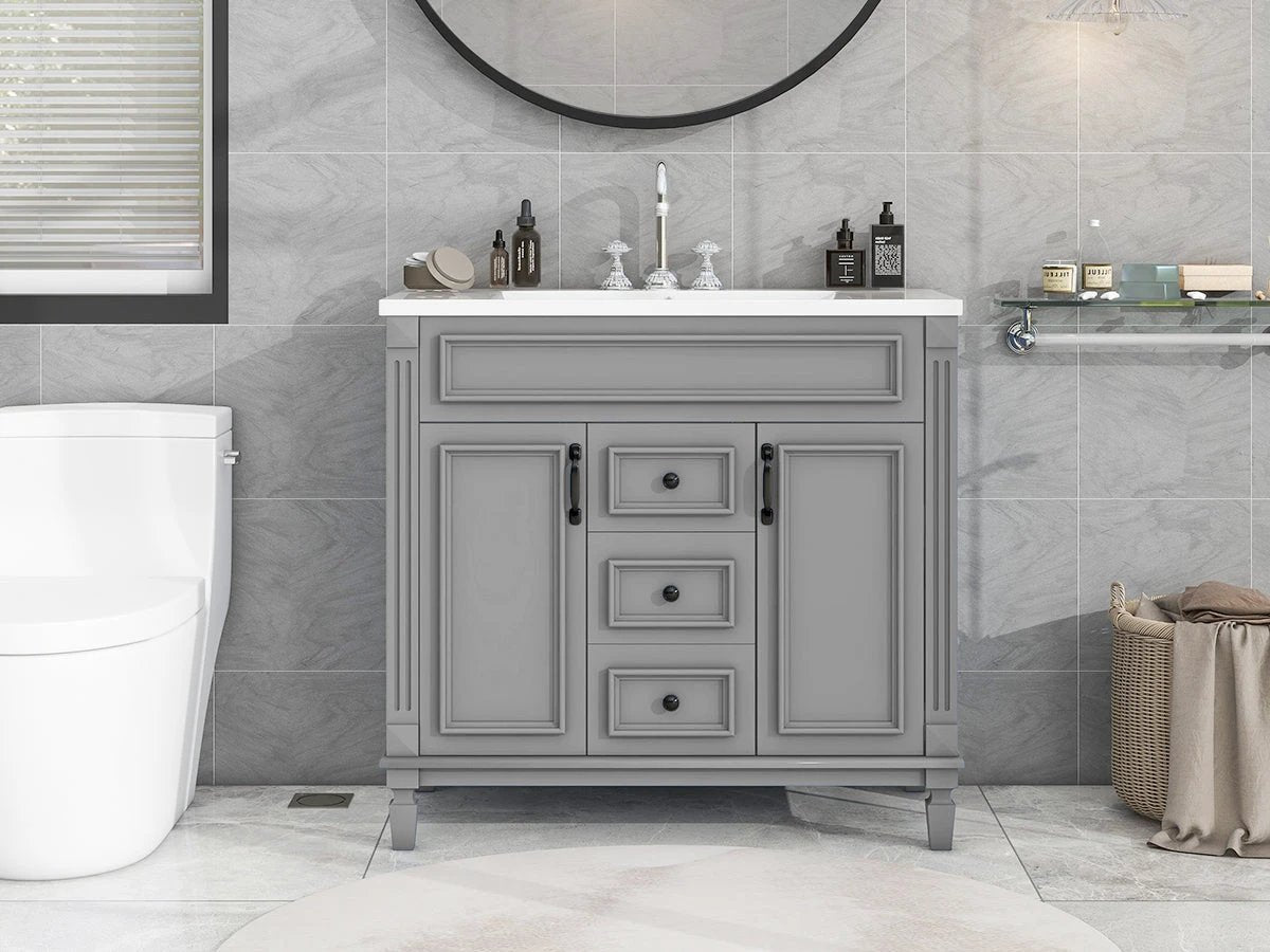 36'' Bathroom Vanity with Top Sink, Modern Bathroom Storage Cabinet with 2 Soft Closing Doors and 2 Drawers, Single Sink Bathroo by eprolo