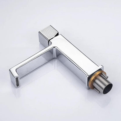 Black square single hole cold and hot countertop basin sink chrome faucet by eprolo