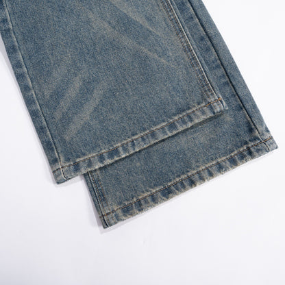 Whitewashed denim wide leg pants