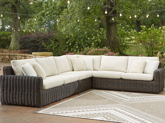 Signature Design by Ashley Kimora 7Pc Beige/Dark Brown Outdoor Sectional Set-1