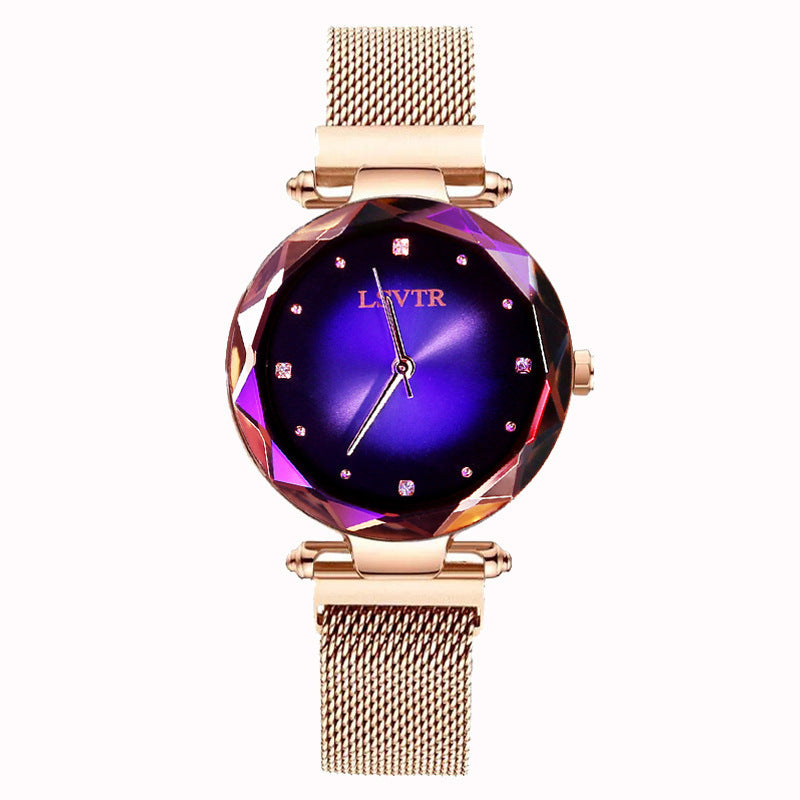 Montre à absorption de fer avec bracelet magnétique paresseux en quartz étoilé pour femme