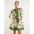 Robe à col et manches longues imprimée