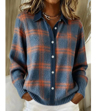 Haut cardigan à revers de chemise pour femme de couleur unie
