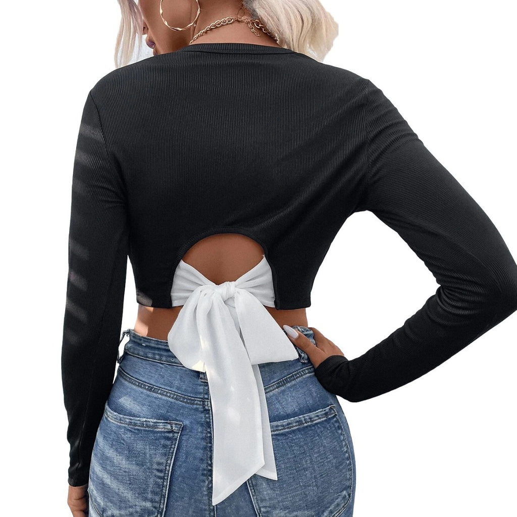 Women's Round Neck Pullover Casual Long Sleeve T-shirt Top