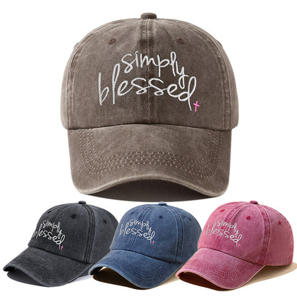 Casquette de baseball brodée de lettres anglaises à large bord «Simply Blessed»