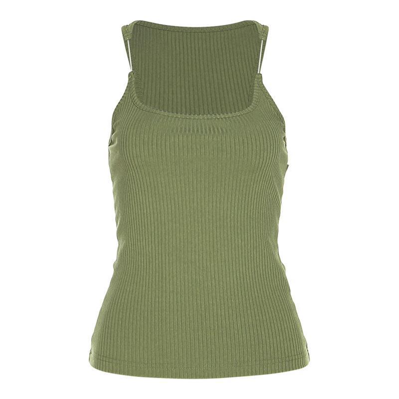 Débardeur invisible Y2K, gilet, mode, coupe ajustée, col en U, haut, vêtements d'été pour femmes