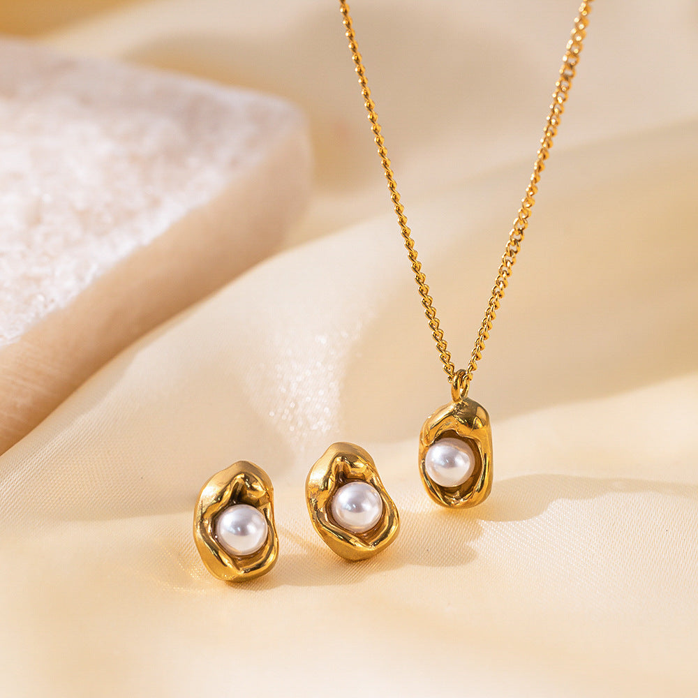 Juego de joyas de acero inoxidable para mujer: collar y pendientes