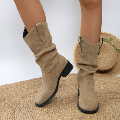 Bottes de cowboy plissées à enfiler