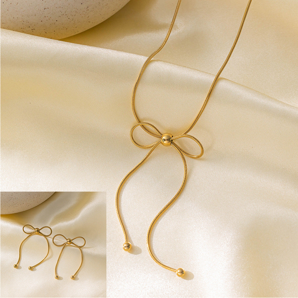 Juego de joyas de acero inoxidable para mujer: collar y pendientes
