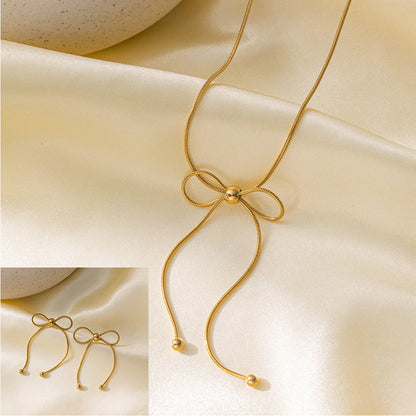 Boucles d'oreilles Collier en acier inoxydable Ensemble de bijoux pour femmes