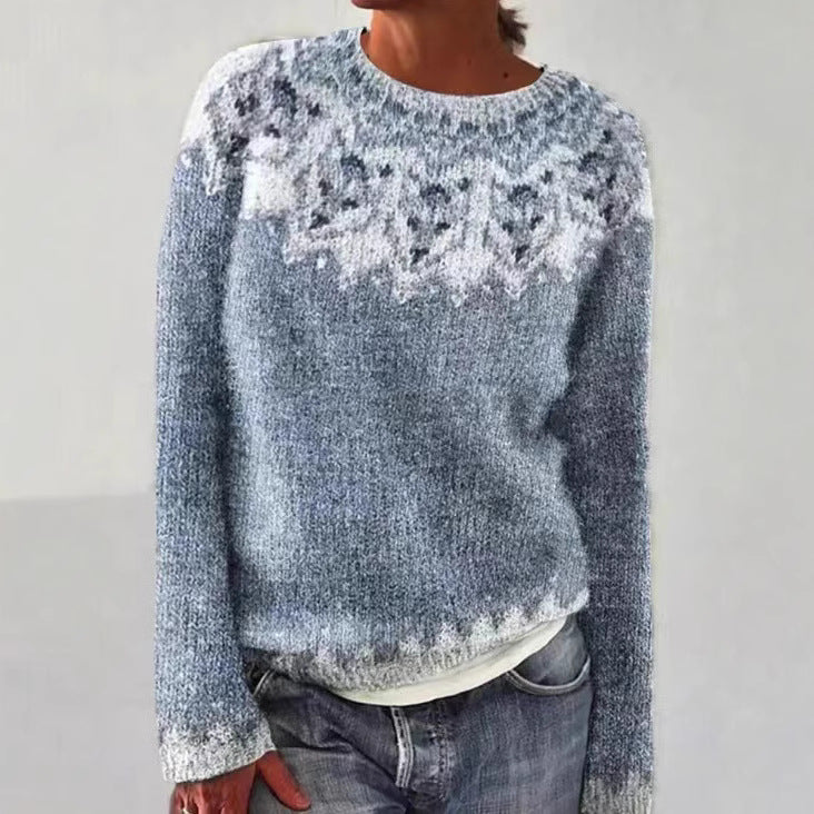 Pull Col Rond Ample et Élégant à Manches Longues – Vente Flash