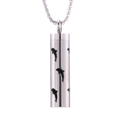 Pendentif diffuseur d'huiles essentielles cylindrique en acier inoxydable