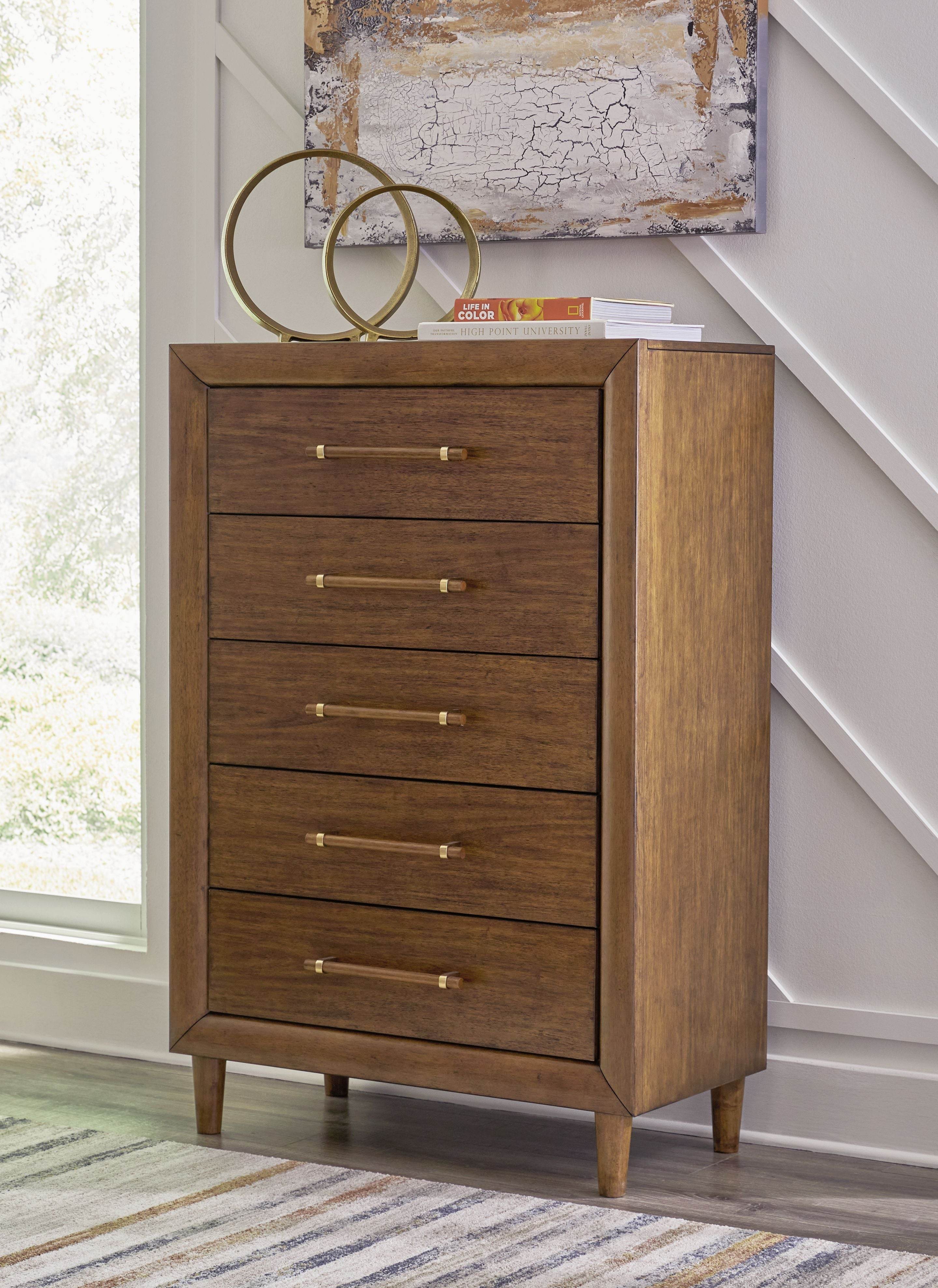 Signature Design by Ashley Brown 5 Drawer Chest Lyncott-1