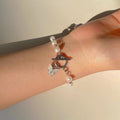 Pulsera de Perlas con Colgante de Mariposa Galvanizado