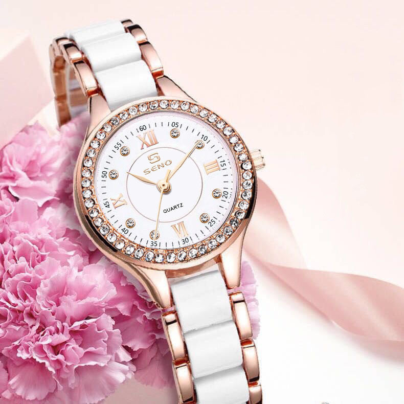 Reloj de pulsera impermeable de cerámica para mujer