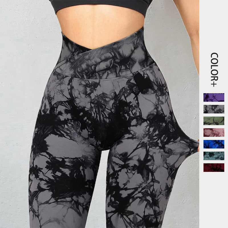 Leggings sin costuras de tie-dye para mujer, pantalones de yoga, push up, deporte, fitness, correr, leggings de gimnasio