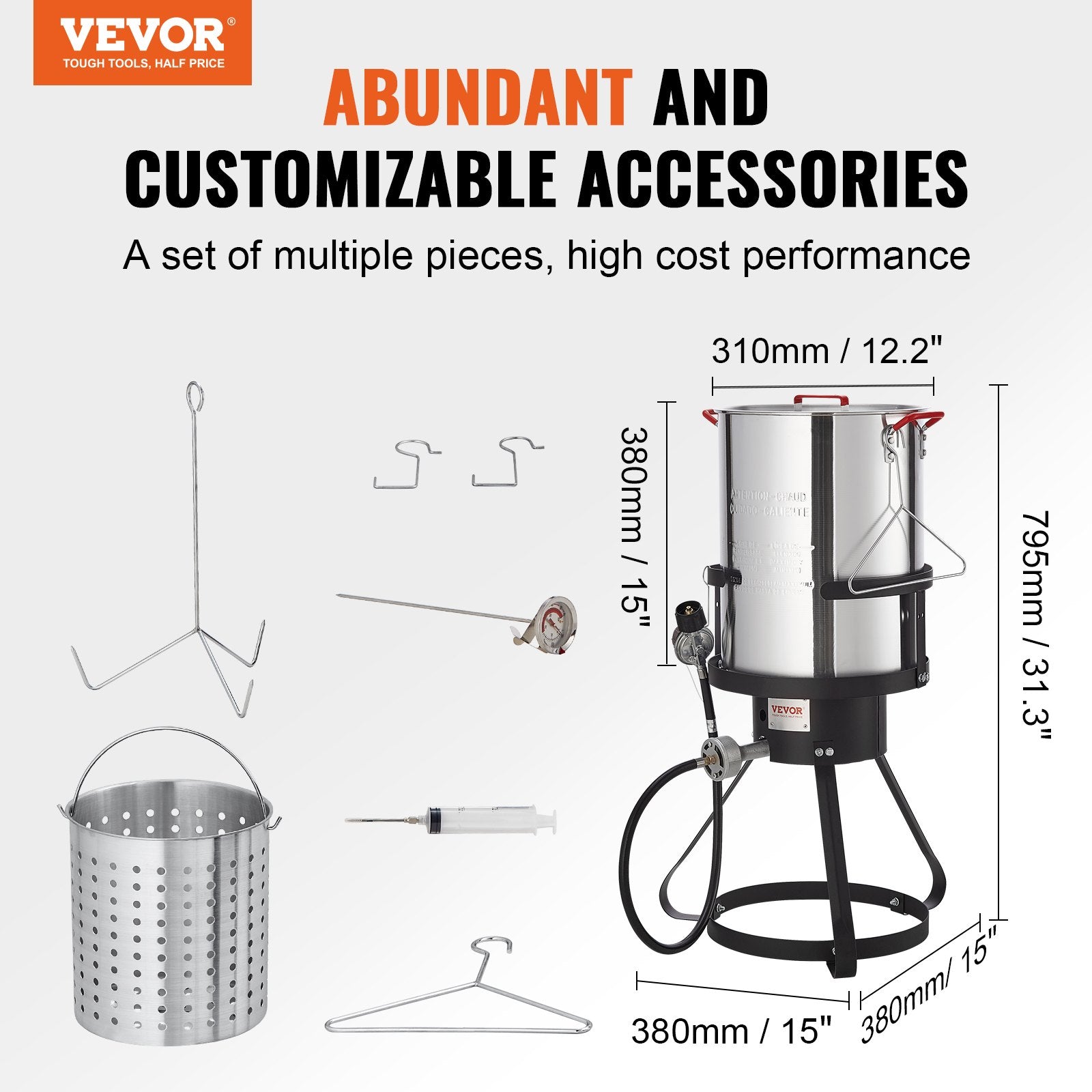 Freidora de pavo de 30 cuartos de galón, juego de olla vaporera para pavo