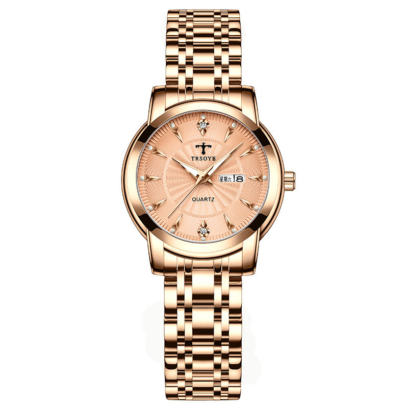 Pequeño y exquisito reloj de cuarzo impermeable luminoso sencillo para mujer