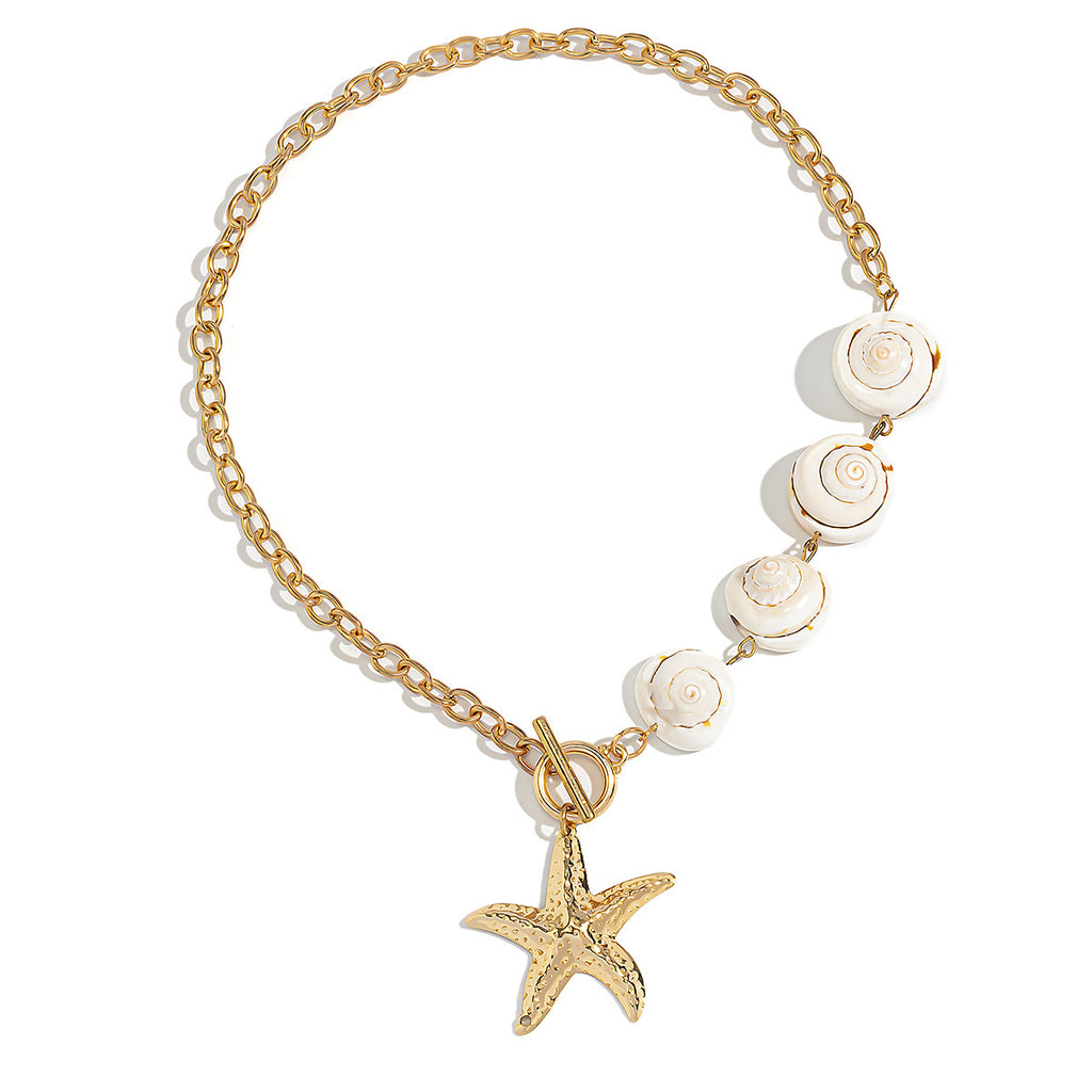 Collier décontracté Bohème en perles Étoile de mer Coquillage Sirène