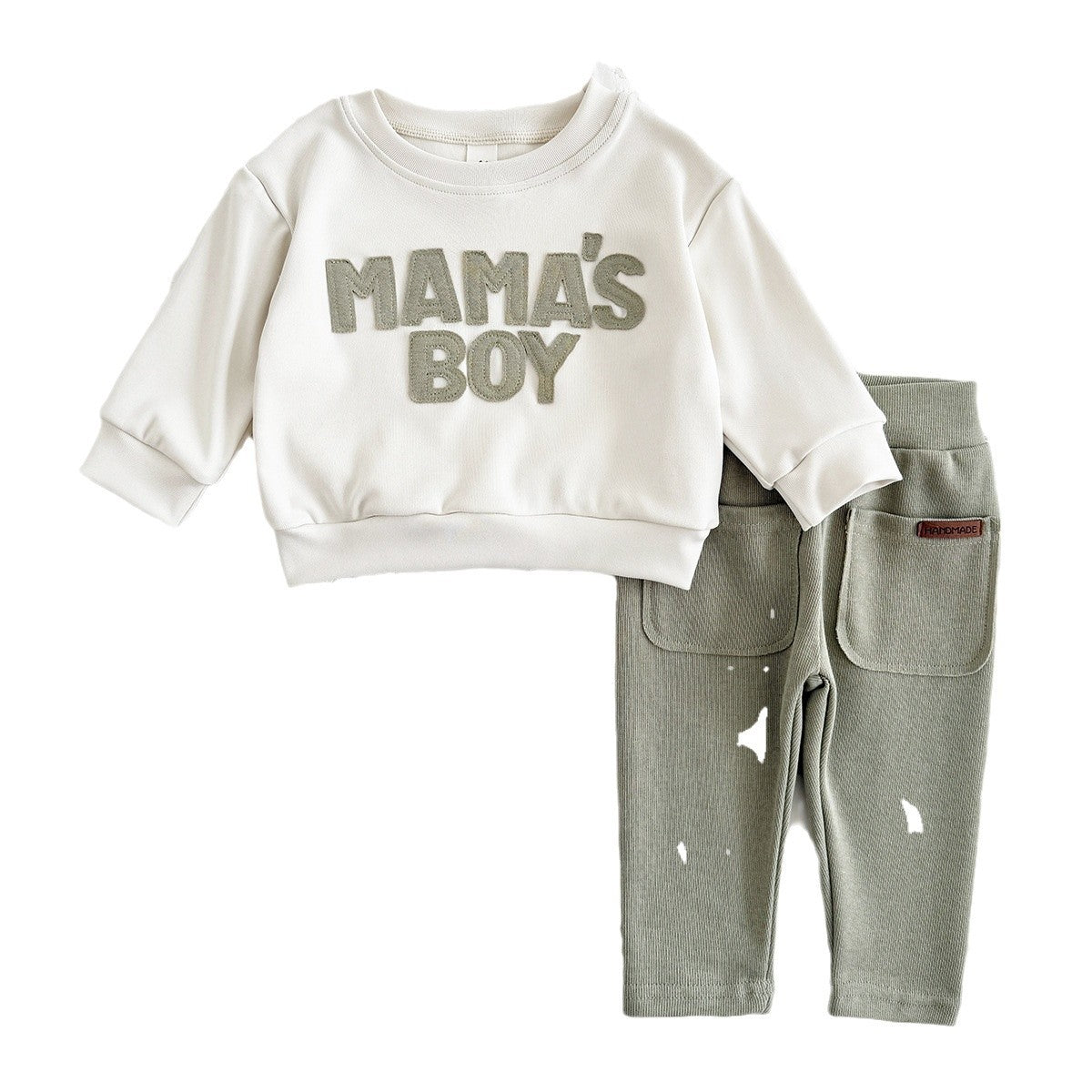 Ensemble Bébé Pull Col Rond Imprimé Lettres, Pantalon Confortable à Poches