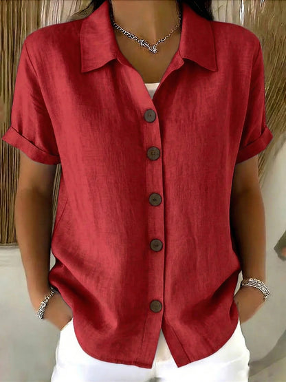 Chemise à manches longues et col à revers pour femme