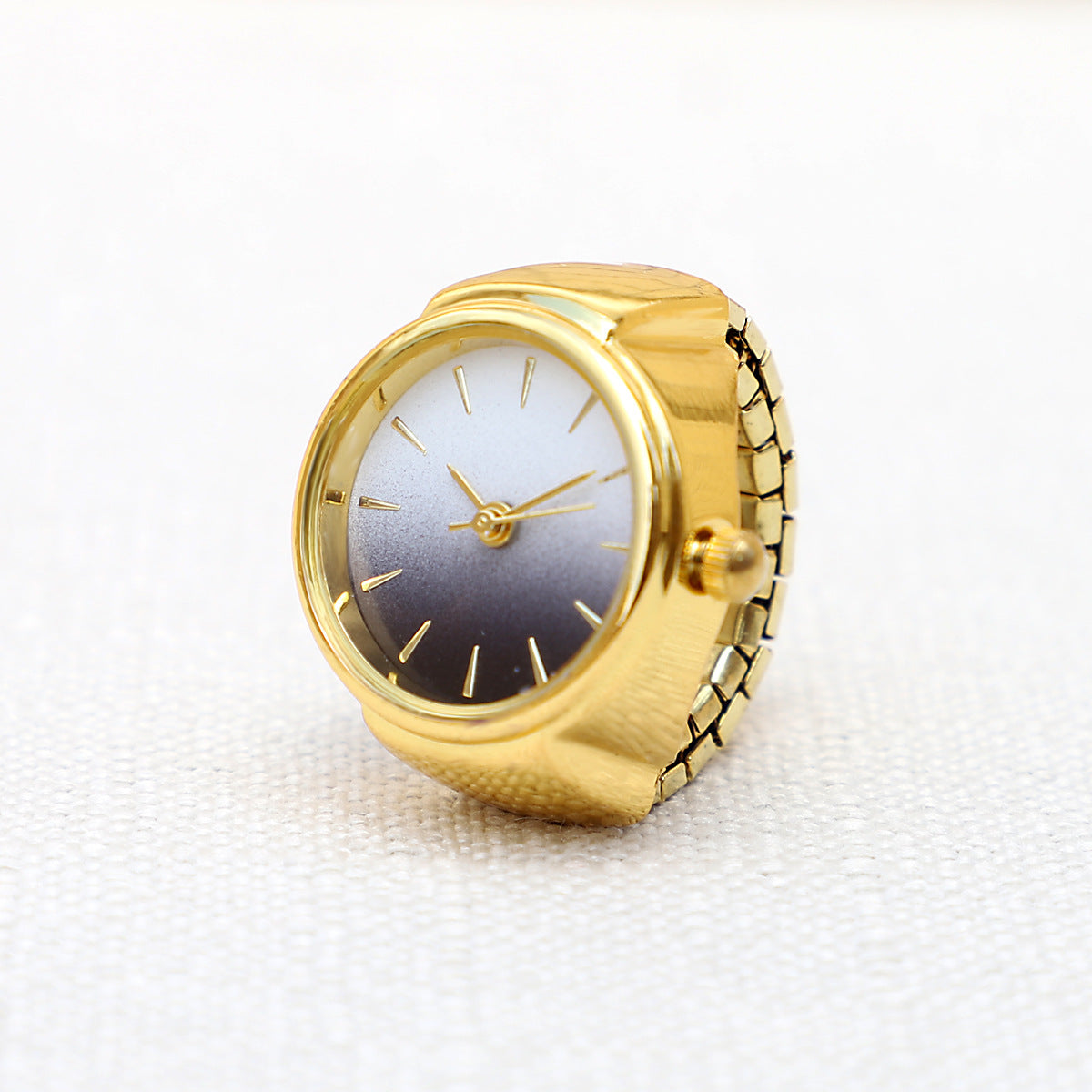 Mini anillo creativo reloj de cuarzo de dedo