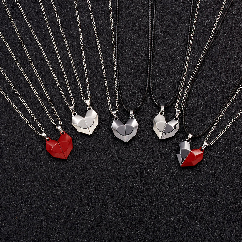 Collier aimanté créatif avec cœur brisé pour hommes et femmes