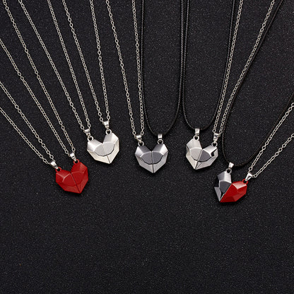 Collier aimanté créatif avec cœur brisé pour hommes et femmes