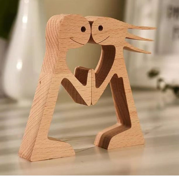 Adorno de Perro en Madera DIY Figura Escultura Decoración del Hogar Un Hombre Un Perro Escultura de Madera Regalos de Navidad Modelo Decorativo