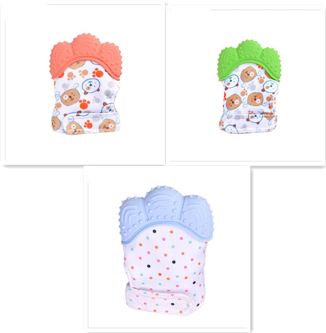 Anneau de dentition pour bébé, gants molaires en silicone anti-morsure, jouets sonores pour enfants