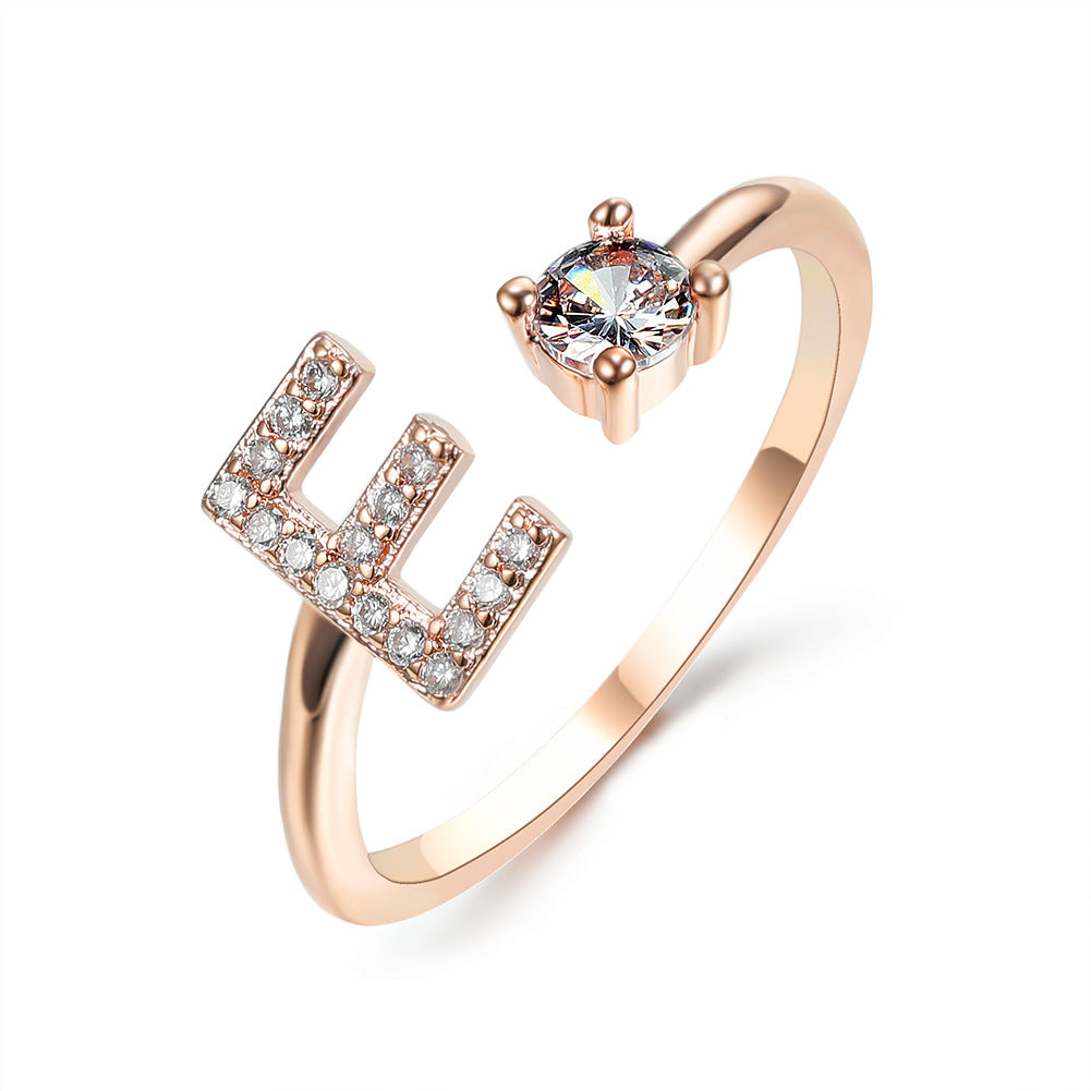 Anillo ajustable de nuevo diseño con 26 letras iniciales, joyería de moda para mujer, joyería simple y elegante