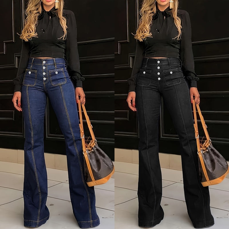 Jean Femme Patchwork Coupe Slim Extensible Évasé Amincissant
