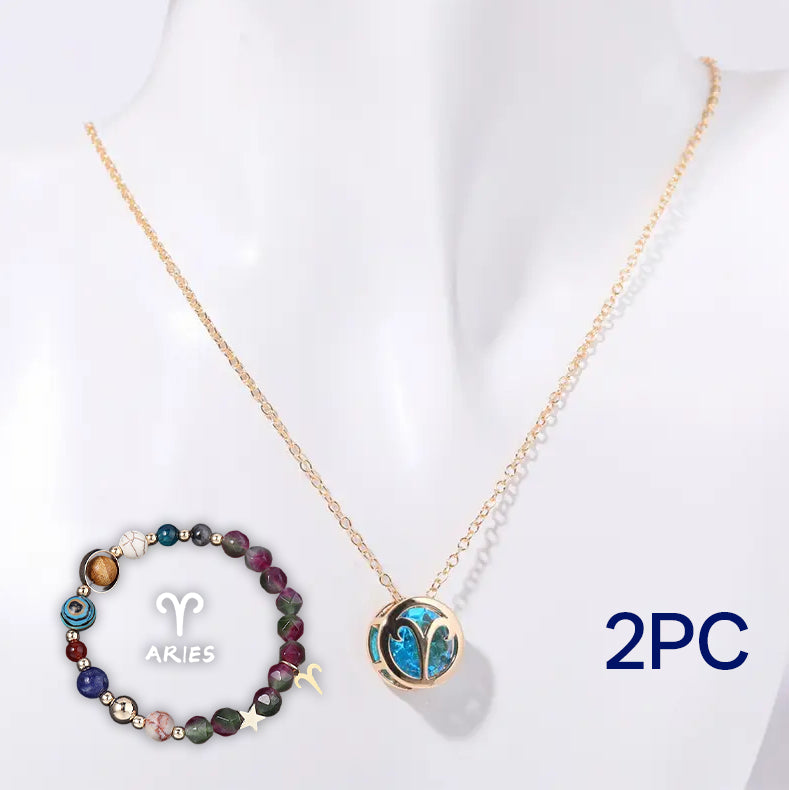 Parure de collier et bracelet en perles de pierre naturelle