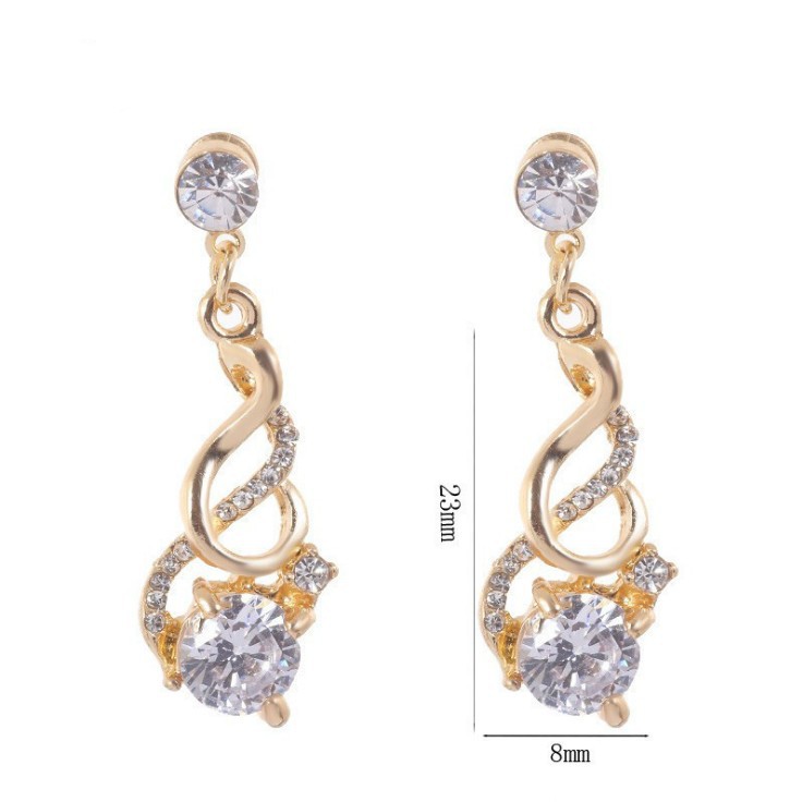 Boucles d'oreilles pendantes en cristal de zircon deux pièces