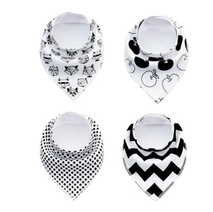 Lot de 4 bavoirs imprimés flèche vague triangle, accessoires bavoir bandana en coton pour bébé