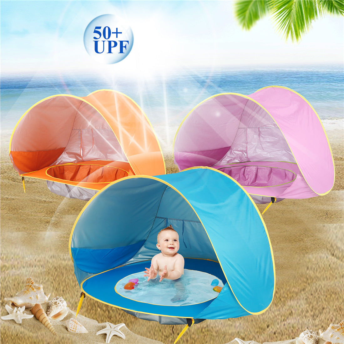 Tienda de playa para bebés, carpa de camping al aire libre para niños, plegable, impermeable, toldo parasol con protección UV.